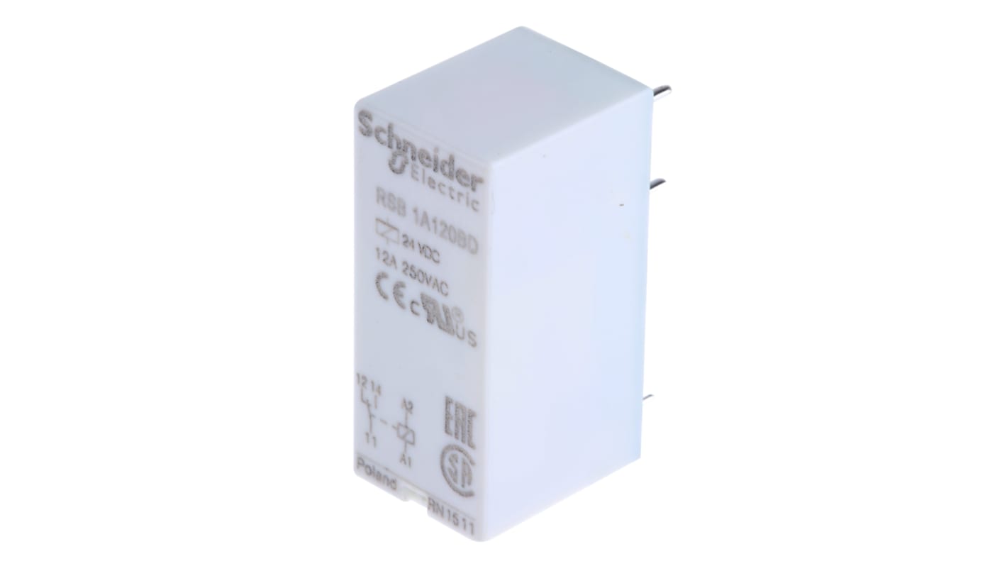 Relè di potenza serie Harmony Relay RSB1A120BD Schneider Electric - Contatti in argento, bobina c.c., IP40, certificazioni UL/CSA. Ideale per applicazioni standard.