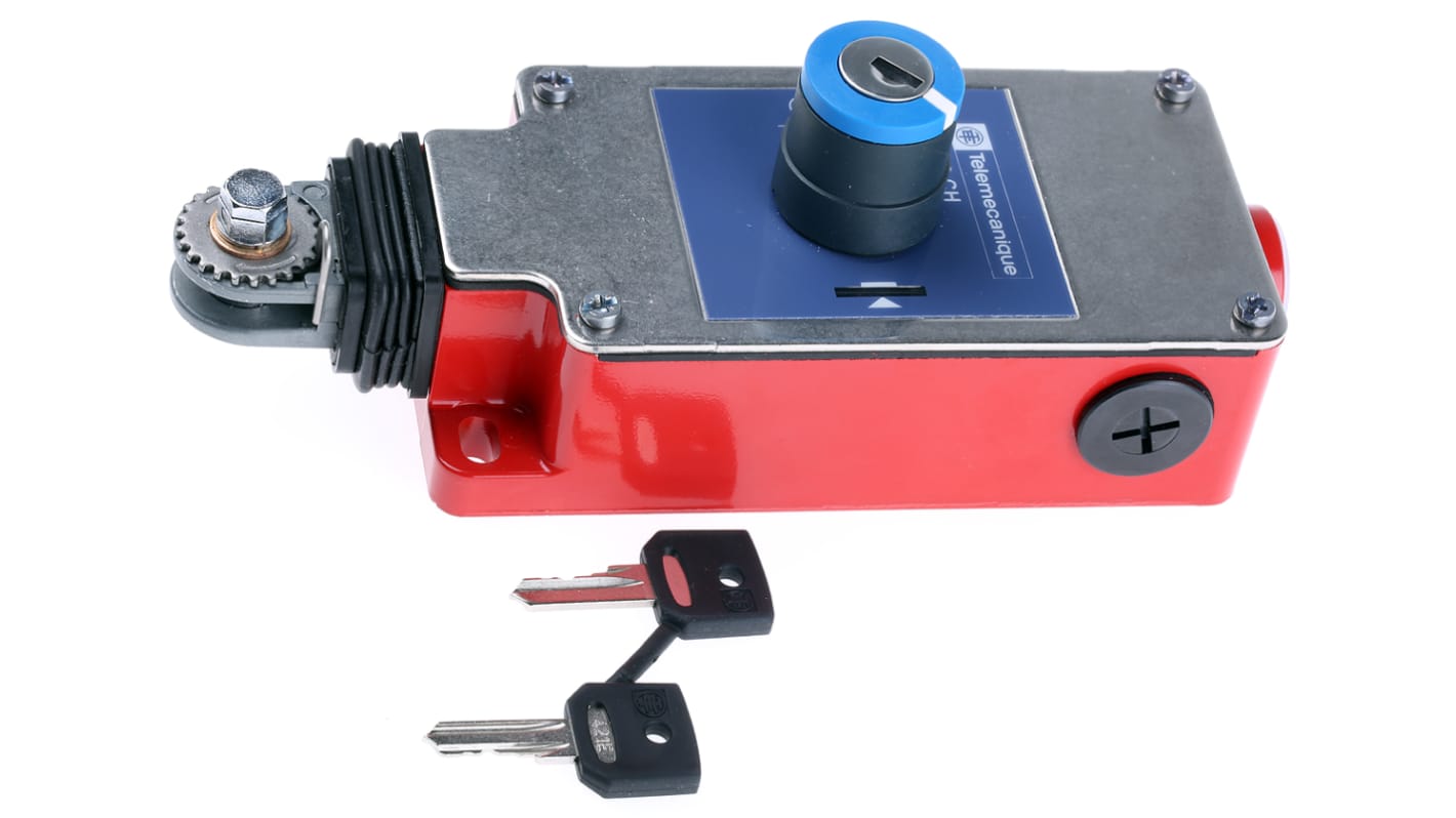 Interruttore a fune Telemecanique Sensors XY2-CH, montaggio diritto, lunghezza cavo 15m, protezione IP65, dimensioni 68 x 201 x 95mm.