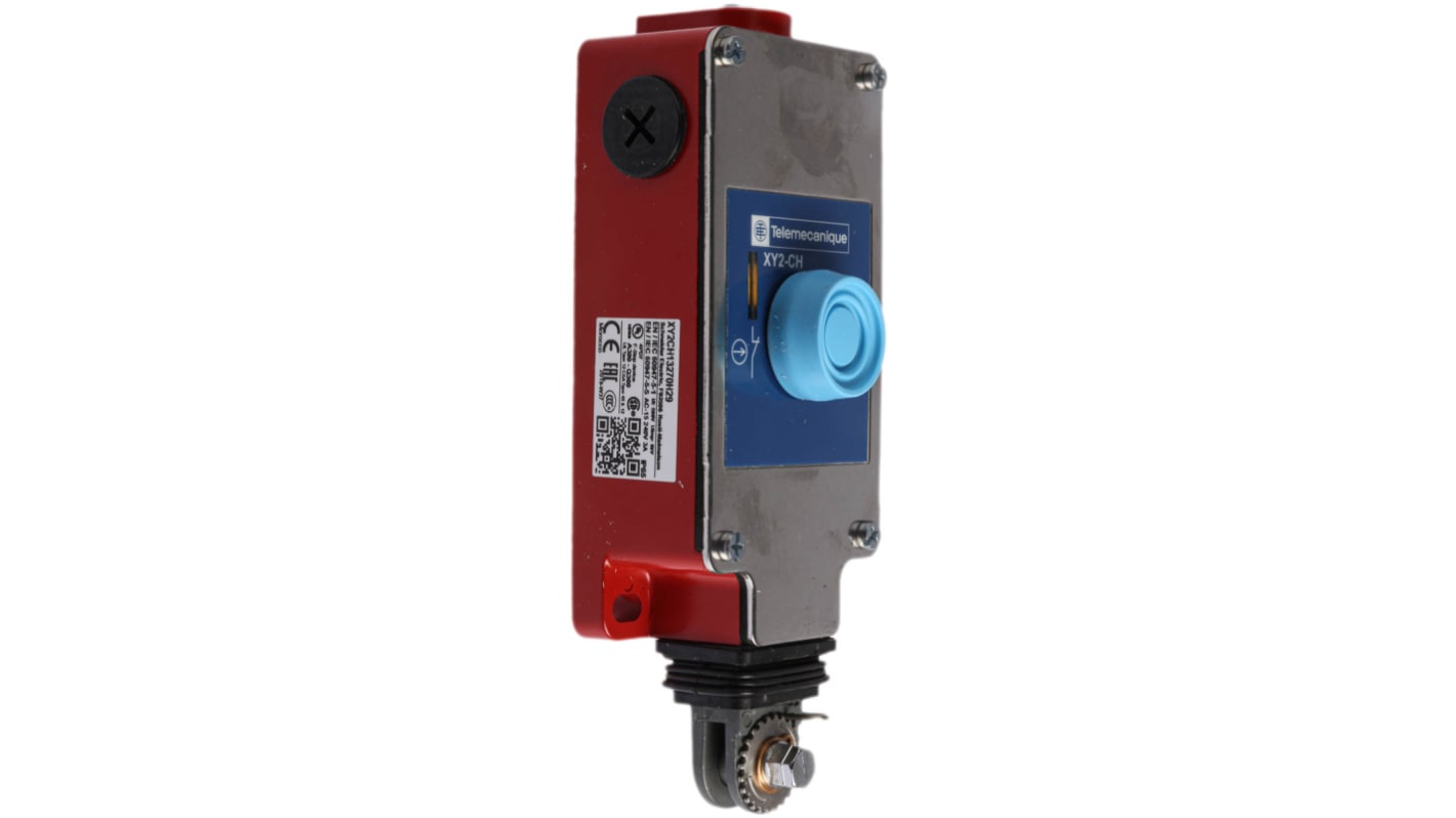 Interruttore a fune Telemecanique Sensors XY2-CH, cavo 15m, 2NC, montaggio diritto - Ideale per macchine utensili e sistemi di trasporto.