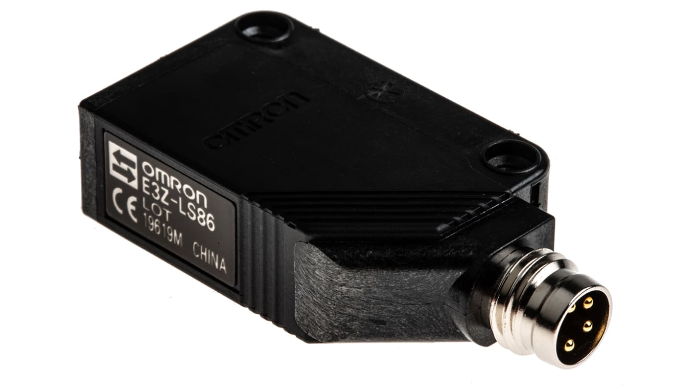 Omron E3Z-LS86, sensore fotoelettrico rettangolare per rilevamento da 20 mm a 200 mm, montaggio a flangia, IP67.
