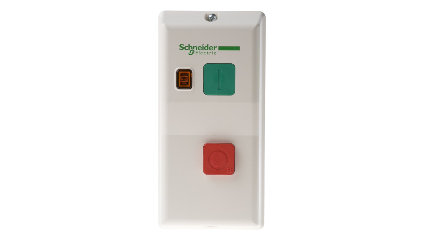 Starter DOL automatico Schneider Electric LE1M35B712, 3 fasi, 2,2 kW, IP65, montaggio su guida DIN, dimensioni 160x78x108 mm.