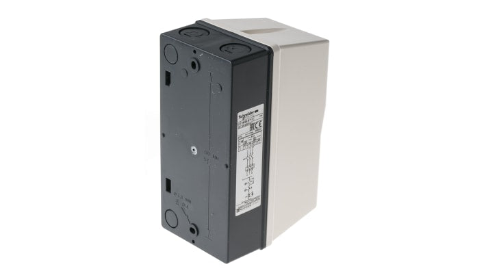 Starter DOL automatico Schneider Electric LE1M35B712, 3 fasi, 2,2 kW, IP65, montaggio su guida DIN, dimensioni 160x78x108 mm.