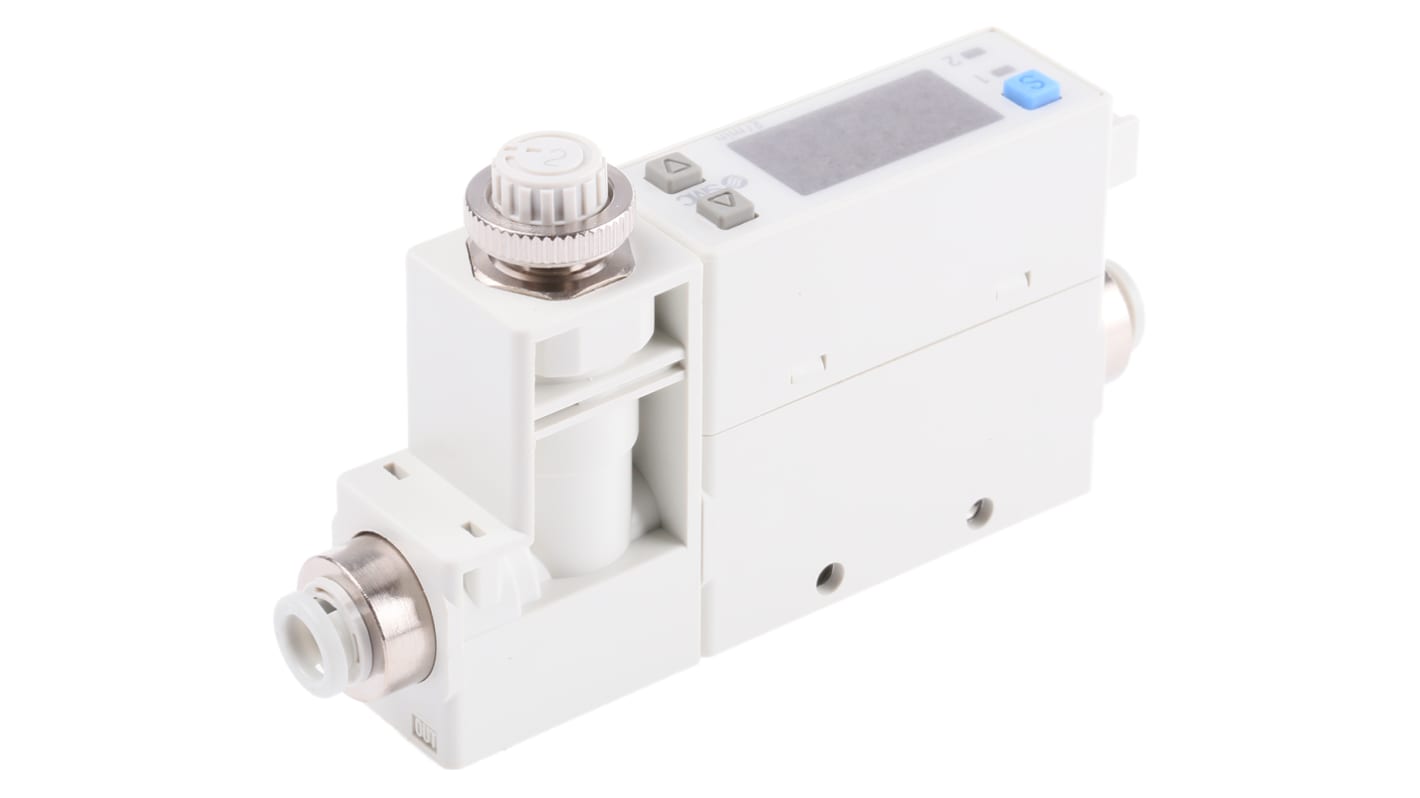 Interruttore di flusso SMC PFM725S-C6-A-W per aria secca e gas, portata 0.5-25 l/min, alimentazione 24 V c.c.