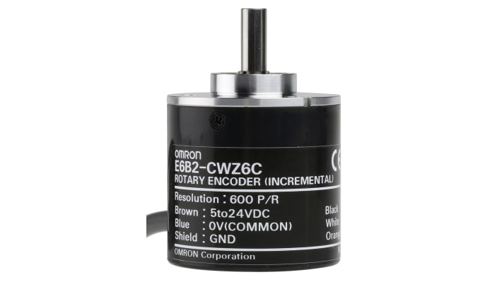 Encoder incrementale NPN Omron E6B2CWZ6C600PR2M, 600 impulsi/giro, diametro albero 6 mm, altezza 59 mm, IP50.
