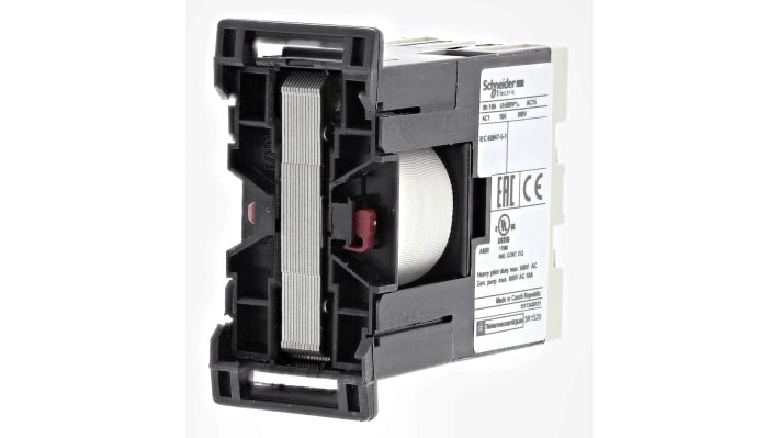 Contattore Schneider Electric CA2SK20B7, 10 A, 2 N/A, montaggio su guida DIN 35 mm, dimensioni 27 mm x 56 mm x 55.5 mm.