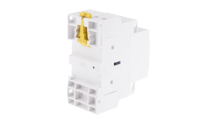 Contattore 4 poli Schneider Electric GC2504M5, 25 A, bobina 230 V, montaggio su guida DIN, dimensioni 81x35x65 mm.