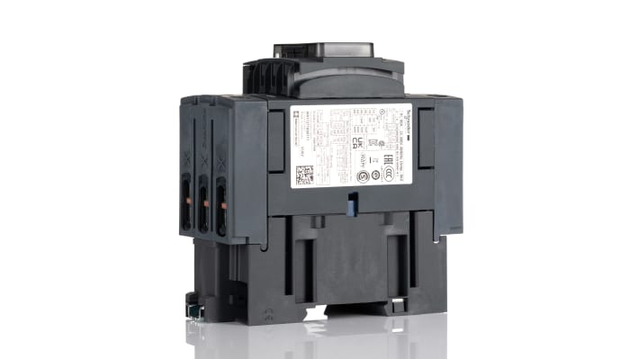 Contattore Schneider Electric LC1D50AU7, 3 poli, corrente 50 A, tensione 230 V, montaggio su guida DIN, dimensioni 122 x 55 x 120 mm.