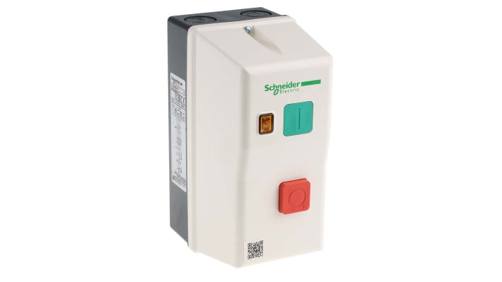 Starter DOL automatico Schneider Electric LE1M35N707, 3 fasi, 0,55 kW, IP65, montaggio su guida DIN, dimensioni 160x78x108 mm.