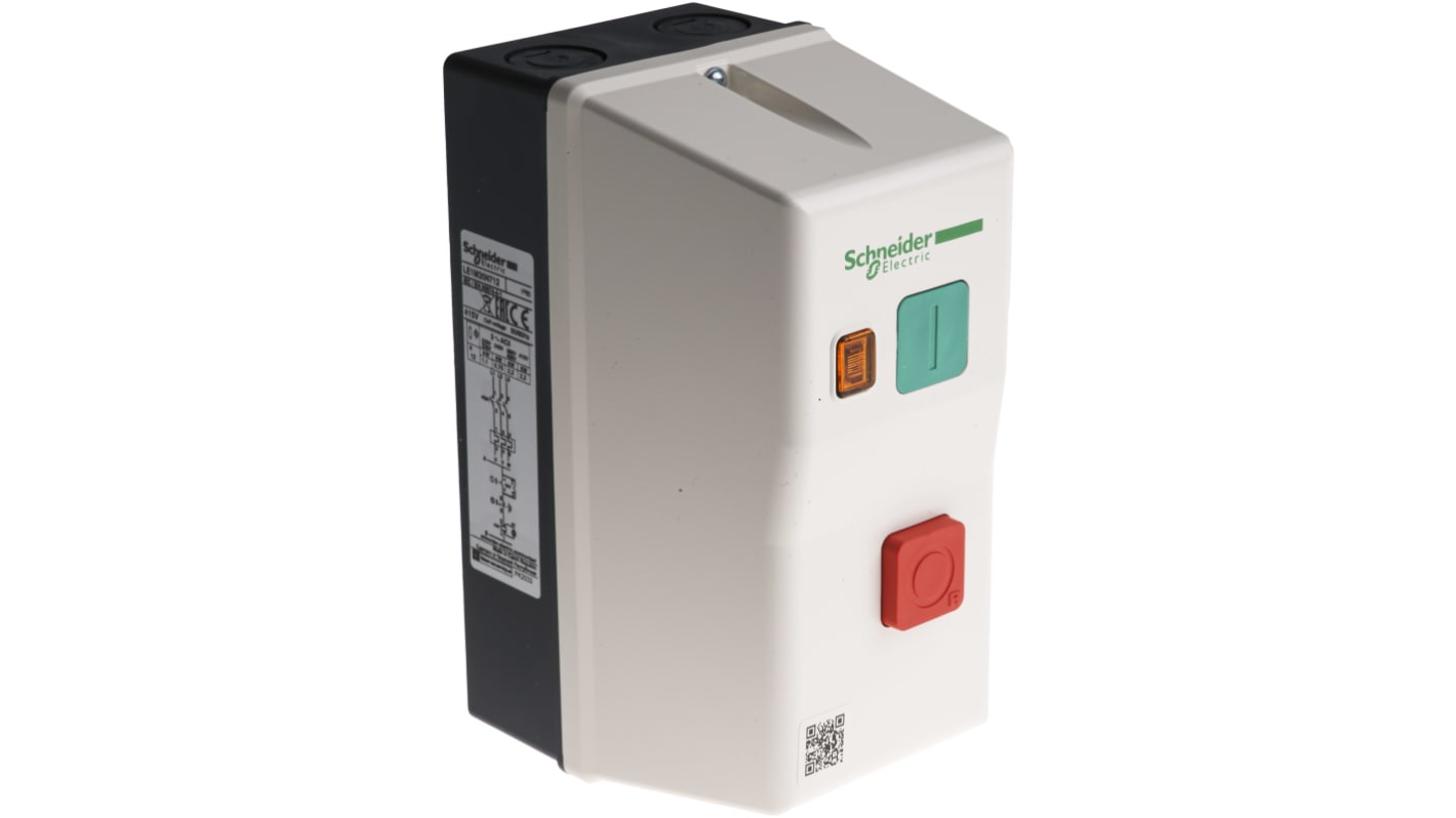 Starter DOL automatico Schneider Electric LE1M35N712, 3 fasi, 2,2 kW, IP65, montaggio su guida DIN, dimensioni 160x78x108 mm.