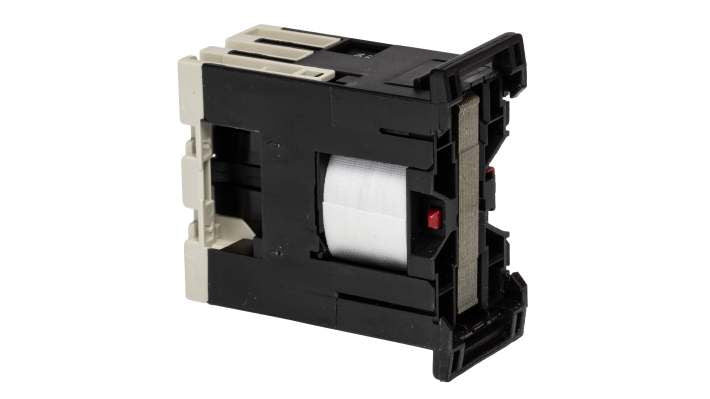 Contattore Schneider Electric LP1SK0600JD, 2 poli, 12 A, bobina 12 V c.c., montaggio su guida DIN, dimensioni 56 x 27 x 55.5 mm.