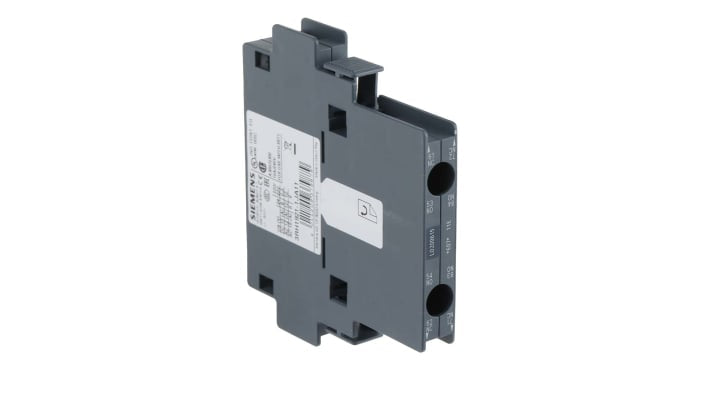 Contatto ausiliario Siemens 3RH1921-1JA11, 2 contatti (1 N/C + 1 N/A), montaggio laterale, corrente nominale 6 A.