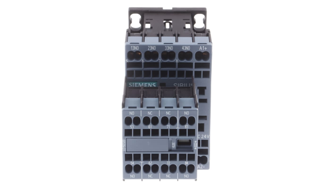 Contattore Siemens 3RH2362-2BB40, 6NO + 2NC, 10 A, bobina 24 V c.c., dimensioni 45x70x121 mm, tensione nominale 690 V c.a.