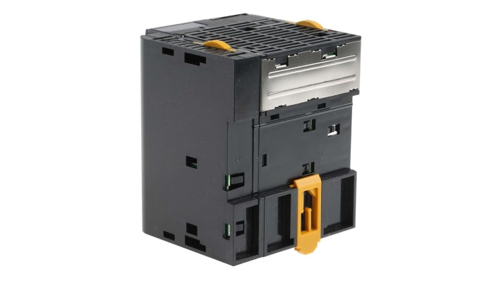 Omron CJ2M-CPU31, CPU PLC compatto 62 x 95,4 x 84,5 mm, supporta 40 I/O, USB ed Ethernet, programmazione versatile.