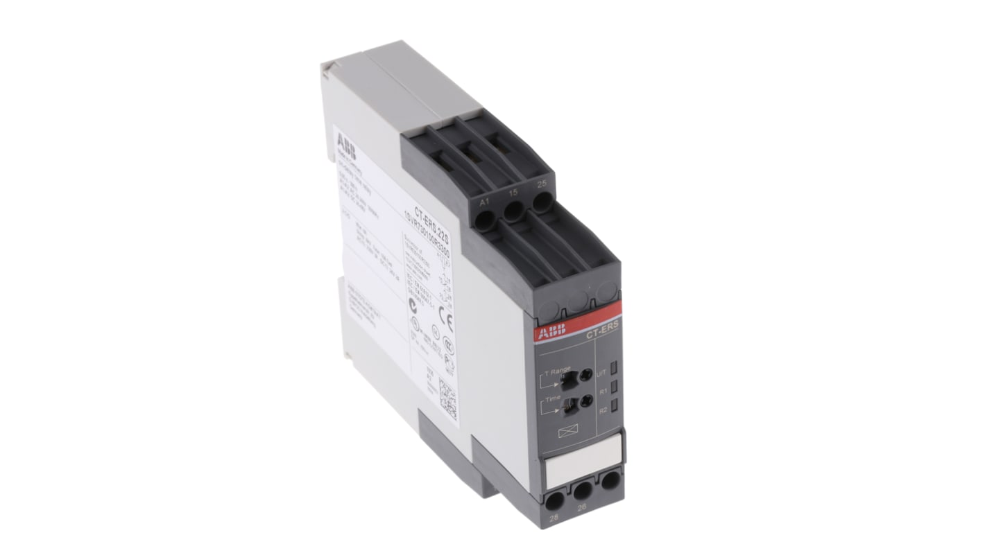 ABB Timer Relay CT-ERS.22S, 2 poli, montaggio su guida DIN, intervallo di temporizzazione 0,05 s a 300 h, 22,5 mm.