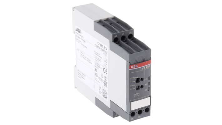 Relè temporizzato ABB 1SVR730100R0300 CT-ERS.21S, contatti SPDT, montaggio su guida DIN, intervalli da 0,05s a 300h.