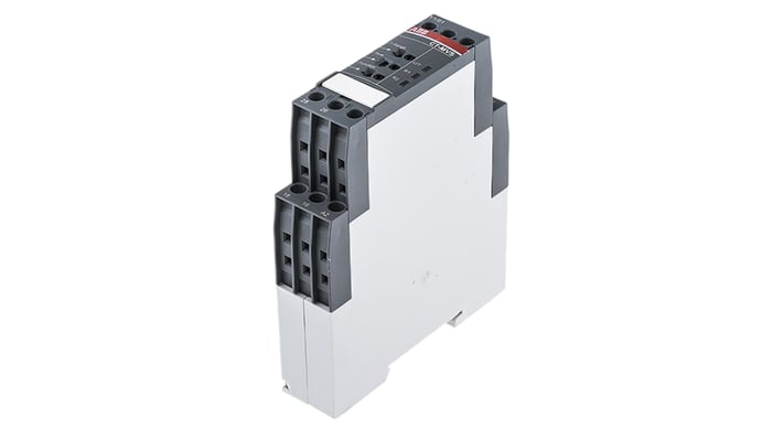 ABB Timer Relay DPDT CT-MVS, montaggio su guida DIN, intervallo 0,05s-300h, 2 contatti C/O, 4A, 300V, larghezza 22,5 mm.