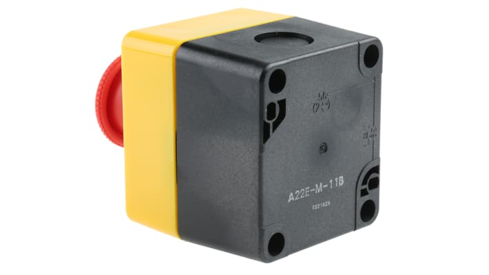 Pulsante di arresto di emergenza Omron A22E-M-11B, rotondo, montaggio a pannello, grado di protezione IP65, colore rosso.