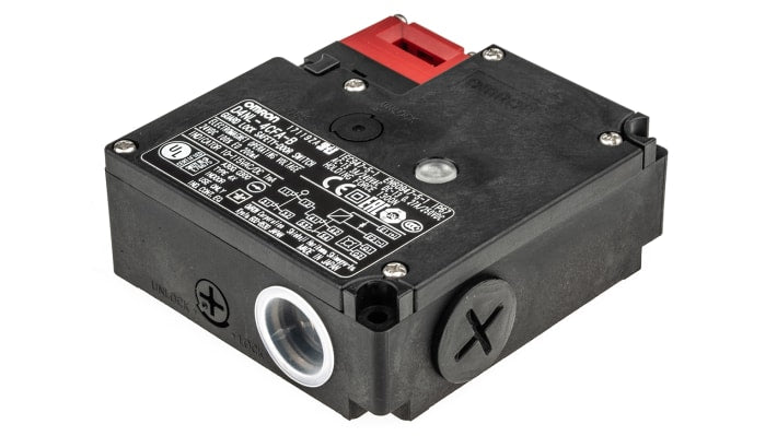 Omron D4NL-4CFA-B, interruttore di interblocco a solenoide 24V cc, grado di protezione IP67, dimensioni 95x88.5x35.5mm.