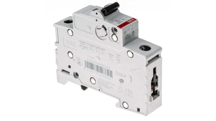 Interruttore magnetotermico unipolare ABB S201-C2, 2A, 230 V, montaggio su guida DIN, dimensioni 17.5 x 88 x 69 mm.