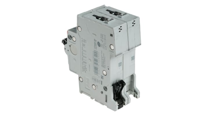 Interruttore magnetotermico ABB S202-C4, 2 poli, 4A, 400V, montaggio su guida DIN, dimensioni 88x35x69 mm.