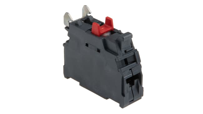 Blocco contatti 1NC a vite Schneider Electric ZBE1026P, montaggio frontale, grado di protezione IP5X, durata 1.000.000 ore.