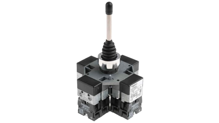 Pulsante DPST IP66 Schneider Electric, montaggio a pannello, diametro foratura 22 mm, corpo metallico cromo, dimensioni 145x90 mm.