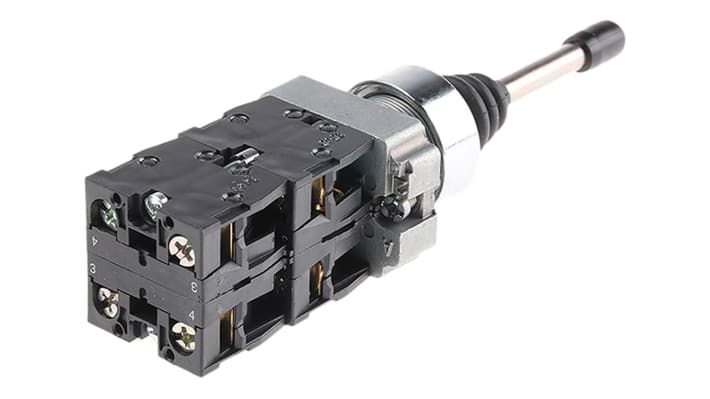 Pulsante SPST montaggio a pannello Schneider Electric, serie Harmony XD2, diametro 22 mm, protezione IP66, colore cromo.