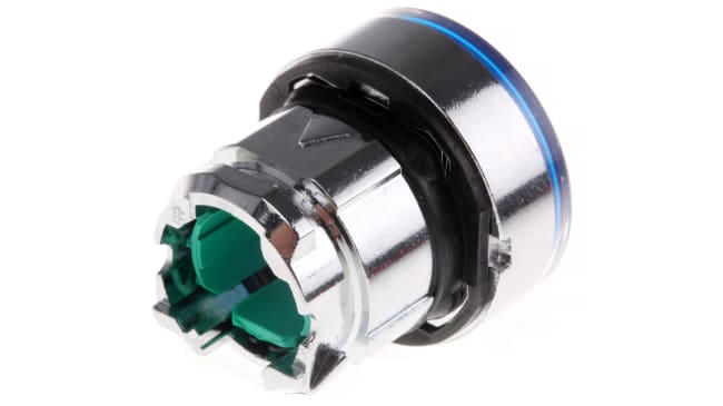 Attuatore pulsante Mantenuto Schneider Electric, testa rotonda blu, diametro 22mm, illuminato, protezione IP66/IP67/IP69K.