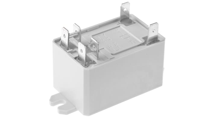 Relè di potenza Finder 66.82.9.012.0600, DPST, 12V cc, montaggio su flangia, corrente 30A, dimensioni 68.5mm x 33.5mm x 31mm.