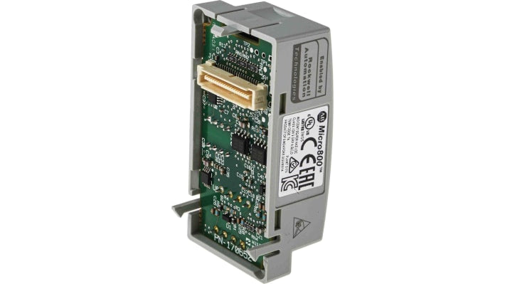 Allen Bradley 2080-SERIALISOL, modulo a innesto con porta seriale isolata per Micro 800, dimensioni 62 x 31,5 x 20 mm.