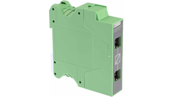 Modulo di espansione Phoenix Contact 2313931, isolatore di interfaccia Ethernet per guida DIN, due porte RJ45, -25°C/+85°C.