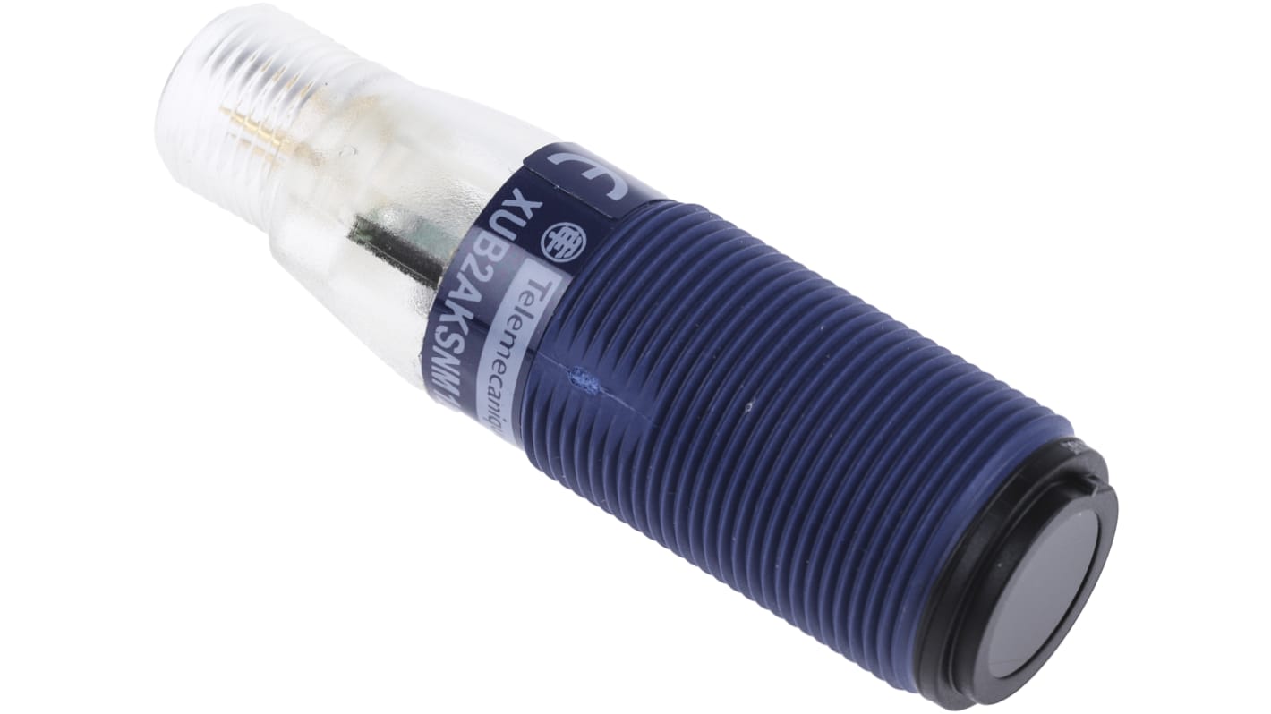 Sensore fotoelettrico cilindrico Telemecanique Sensors XUB2AKSNM12T, rilevamento fino a 15 m, IP65/IP67, 12-24 V c.c.