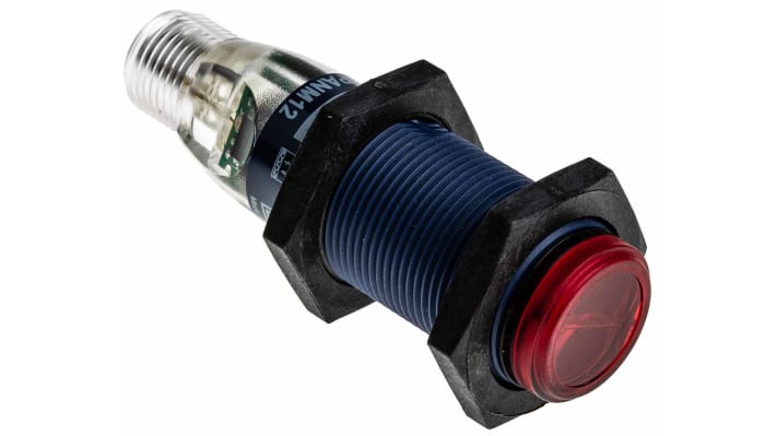 Sensore fotoelettrico cilindrico a retroriflessione Telemecanique Sensors XUB9APANM12, rilevamento fino a 2 m, uscita PNP, IP65/IP67.