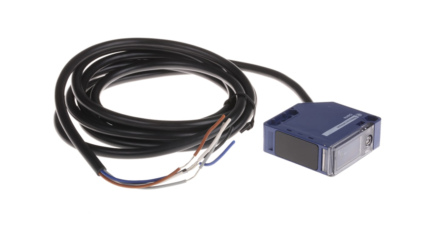 Sensore fotoelettrico Telemecanique Sensors XUK2ARCNL2R, compatto, rilevamento fino a 30 m, corpo in plastica, IP65, 50 x 50 mm.