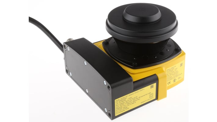 Scanner laser di sicurezza Omron OS32C-SP1, angolo di rilevamento 270°, portata fino a 3 m, dimensioni 159 mm x 133 mm x 105 mm.