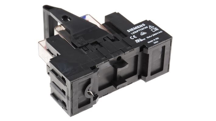 Relè d'interfaccia Siemens LZS:PT3A5L24, 3PDT, 24V cc, montaggio a innesto, dimensioni 72x72x28mm, connettore femmina incluso.