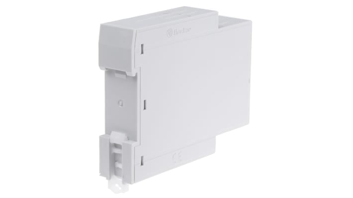 Finder Timer Relay 83.62.0.240.0000, 2 poli SPDT, montaggio su guida DIN, intervallo 0,05-180 s, 24-240 V, 8 A. Dimensioni 22,5 x 78,8 x 100,3 mm.
