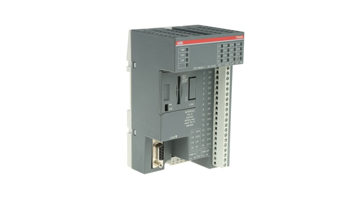 ABB 1SAP186200R0003, CPU PLC AC500-eC0, unità per applicazioni medio-piccole, montaggio su guida DIN, dimensioni 74 x 82 x 148 mm.