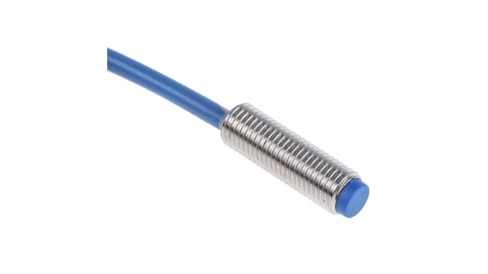 Sensore di prossimità cilindrico NAMUR Baumer IFRM 08X9103, certificato ATEX, filettatura M8, gamma di rilevamento 2 mm, IP67.