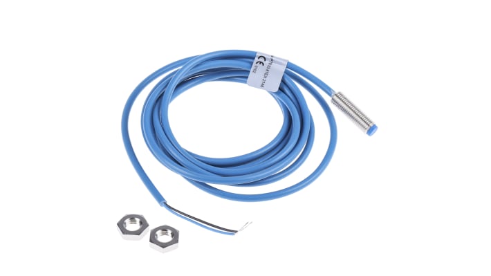 Sensore di prossimità cilindrico NAMUR Baumer IFRM 08X9103, certificato ATEX, filettatura M8, gamma di rilevamento 2 mm, IP67.