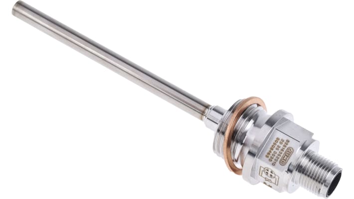 Sensore di temperatura PT100 Jumo, guaina in acciaio INOX, lunghezza sonda 100mm, grado di protezione IP67, codice 902815/10-380-1011-1-6-100-104-24/000.