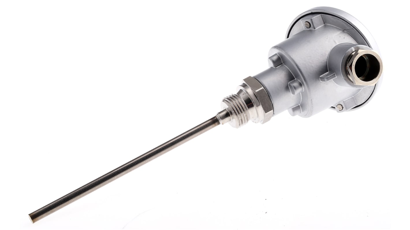 Sensore di temperatura PT100 Jumo 902023/10-380-1003-1-6-150-104/000, guaina in acciaio INOX, lunghezza 150mm, diametro 6mm, per applicazioni HVAC.