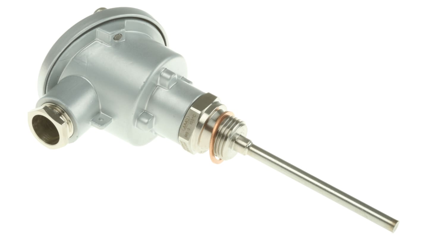 Sensore di temperatura PT100 Jumo 902023/10-402-1003-1-6-100-104/331, lunghezza 100mm, guaina in acciaio INOX, range 0-100°C.