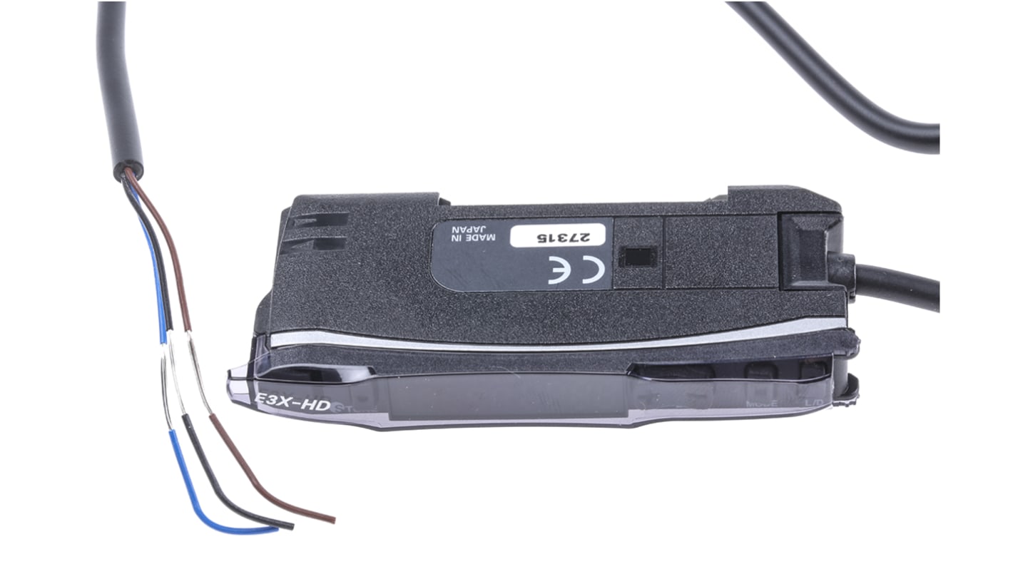 Sensore NPN per fibre ottiche Omron E3X-HD11 2M, precablato, vetro, alimentazione 12-24 V c.c., grado di protezione IP50.