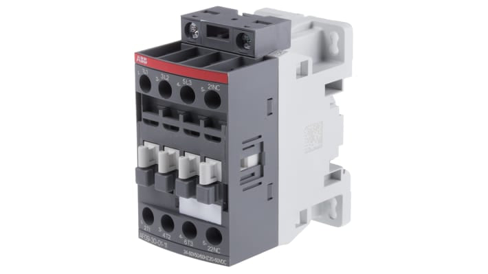 Contattore ABB 1SBL137001R1101 AF, 3 poli, 3 NA, 25 A, montaggio su guida DIN, dimensioni 45x86x77 mm.