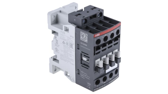 Contattore ABB 1SBL137501R1100 AF 4 poli, 2 NO + 2 NC, 25 A, bobina 24 V, dimensioni 45x86x77 mm.