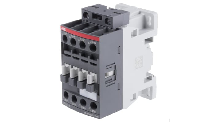 Contattore ABB 1SBH137001R1431 NF31E-14, 4 poli, 3NO + 1NC, 6 A, bobina 230 V, dimensioni 86x45x77 mm.