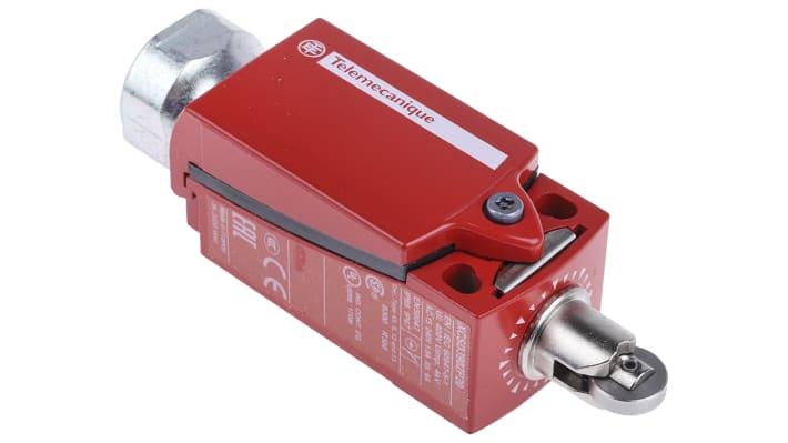 Interruttore di interblocco Telemecanique Sensors XCSD3902P20, attuatore a rotella, custodia metallica, grado di protezione IP66/IP67.