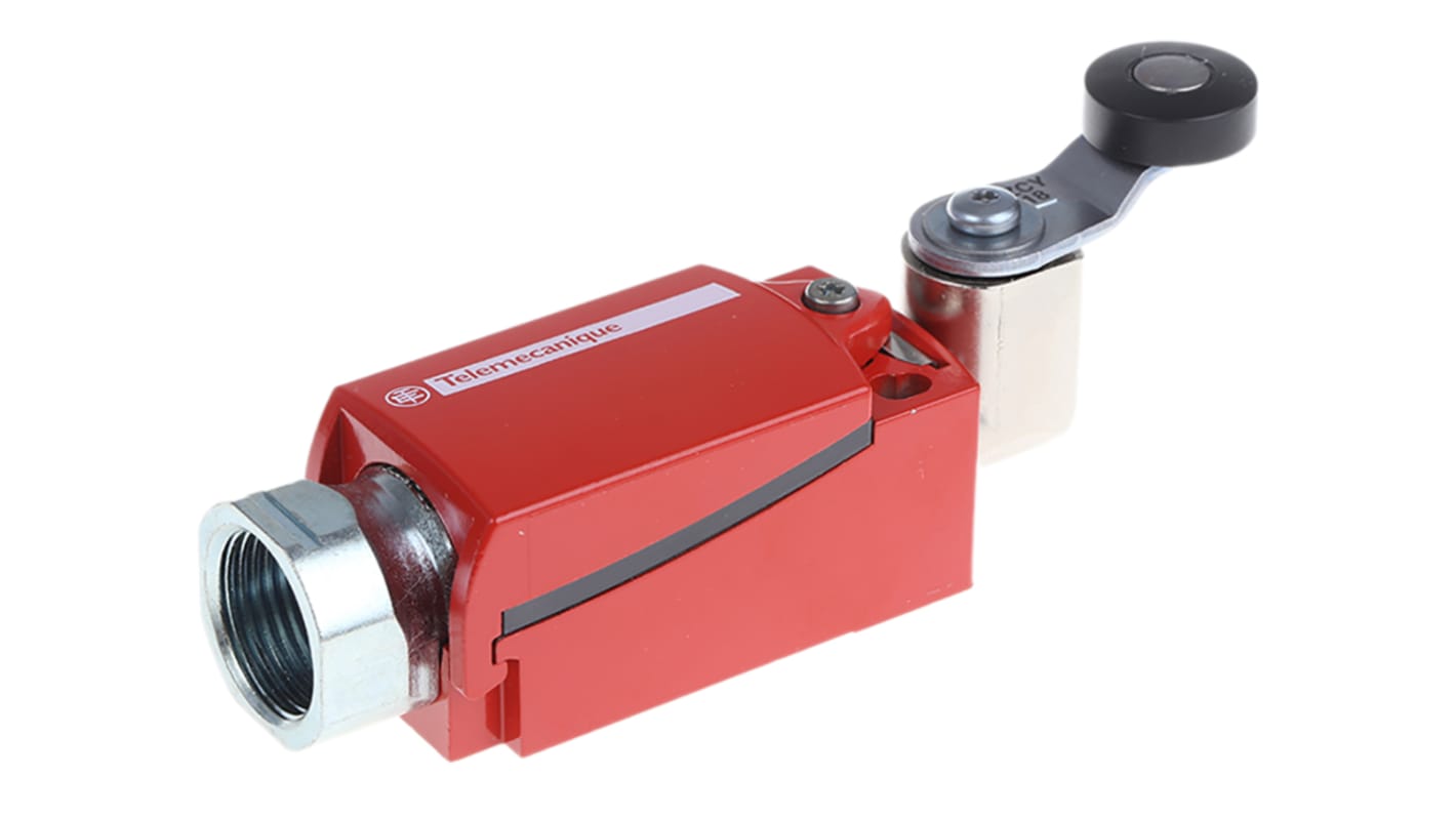 Interruttore di interblocco a leva a rullo Telemecanique Sensors, 2NC/1NA, custodia metallica, grado di protezione IP66/IP67.