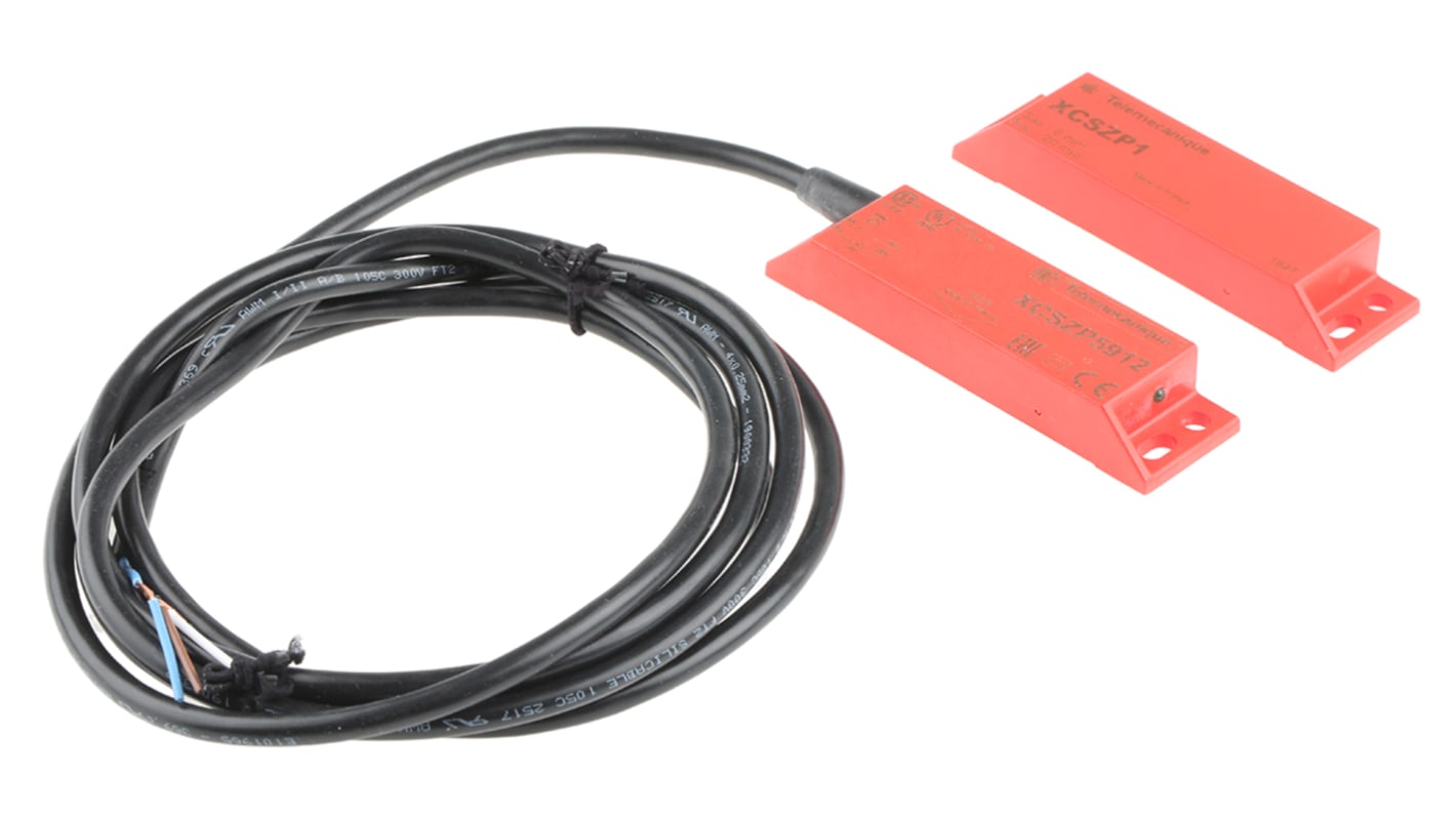Interruttore di sicurezza senza contatto Telemecanique Sensors, 24V cc, IP66/IP67, distanza di commutazione 8 mm, dimensioni 88x34x13 mm.